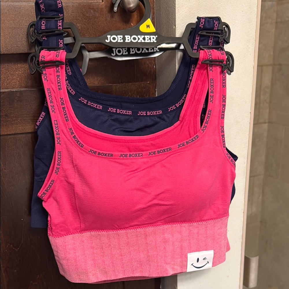 Joe Boxer Pink and Navy Sports Bra Set